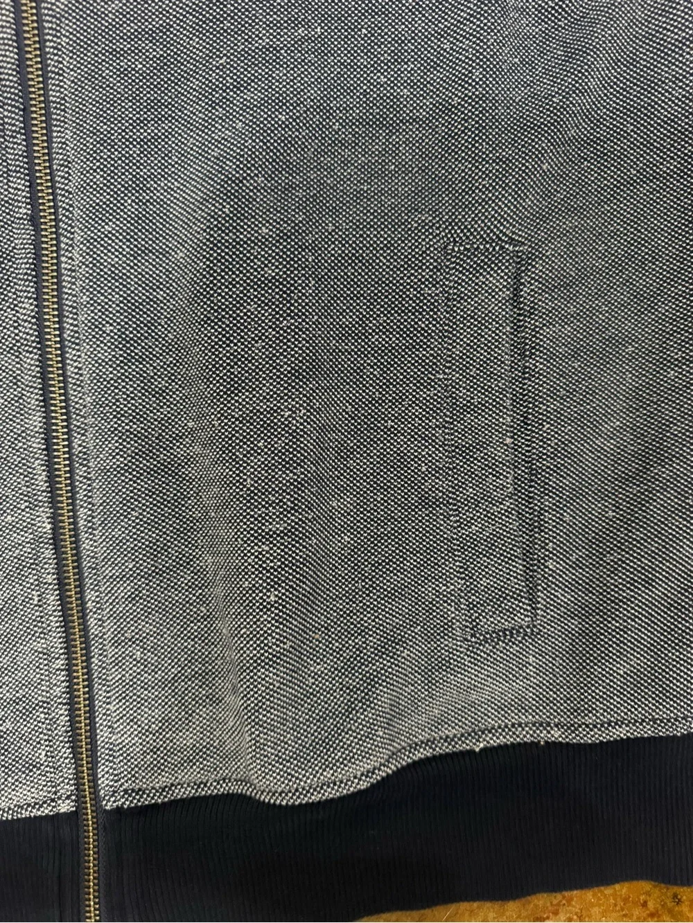 Banana Republic Men's Navy and White Zip-Front Sweater with White Accents